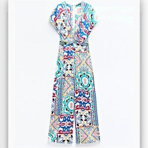 ZARA Satin Effect Print Jumpsuit Size L NEW NWT